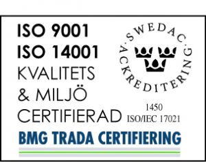 ISO 9001, ISO 14001, Kvalitets & miljö Certifierad, BMG trada certifiering